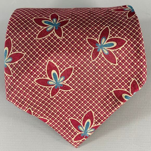 GIORGIO ARMANI Burgundy Taupe Abstract Floral Silk Tie - Picture 1 of 4